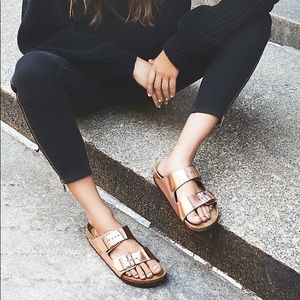 copper birkenstocks